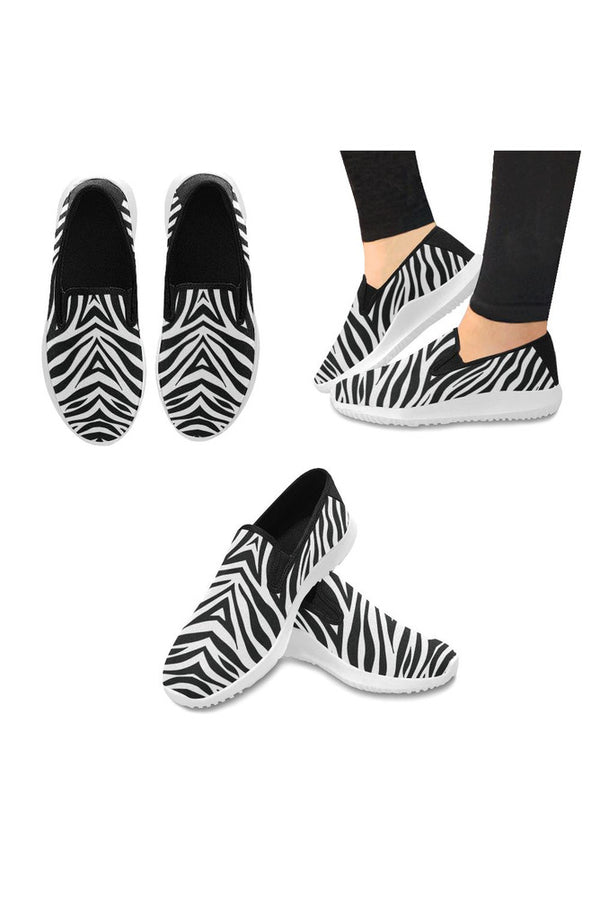 zebra H21 Front PINK Orion Slip-on Women's Canvas Sneakers (Model 042) - Objet D'Art