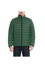 Woodland Green Men's Stand Collar Padded Jacket (Model H41) - Objet D'Art