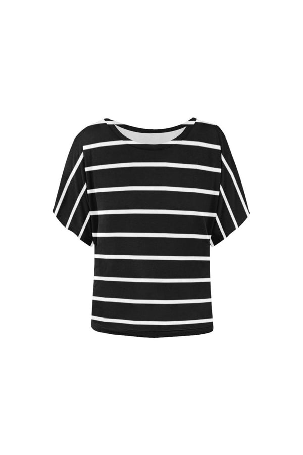 Striped Women's Batwing-Sleeved Blouse T shirt - Objet D'Art