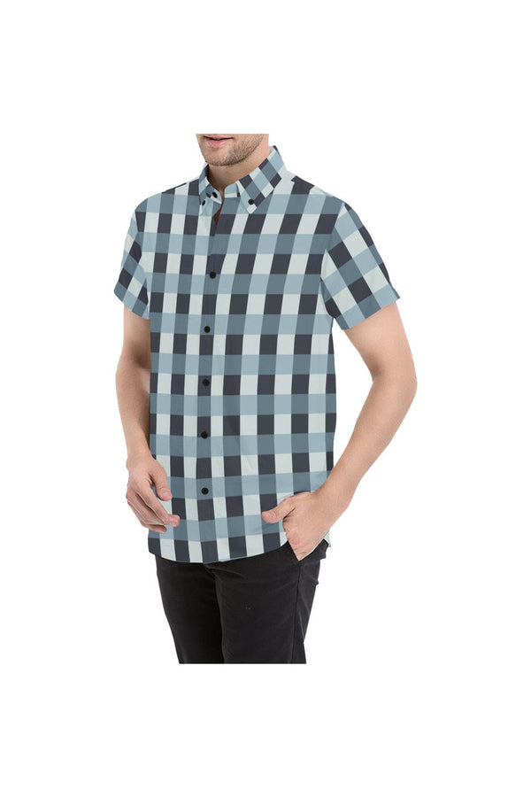 Plaid Men's All Over Print Short Sleeve Shirt - Objet D'Art