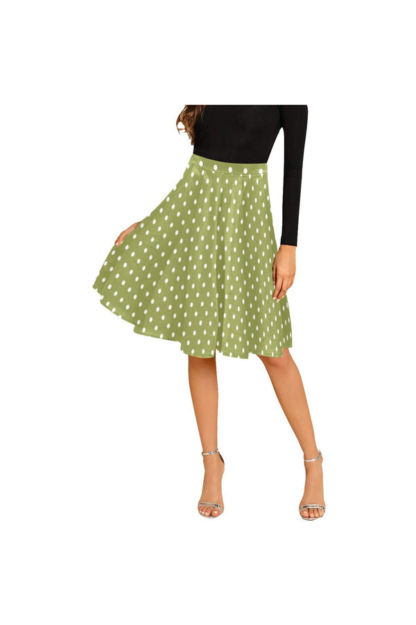 Pepper Green Polka-dot Melete Pleated Midi Skirt - Objet D'Art