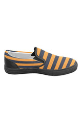 Gold & Blue Stripes Men's Slip-on Canvas Shoes (Model 019) - Objet D'Art