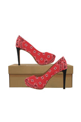 red bandana Women's High Heels (Model 044) - Objet D'Art