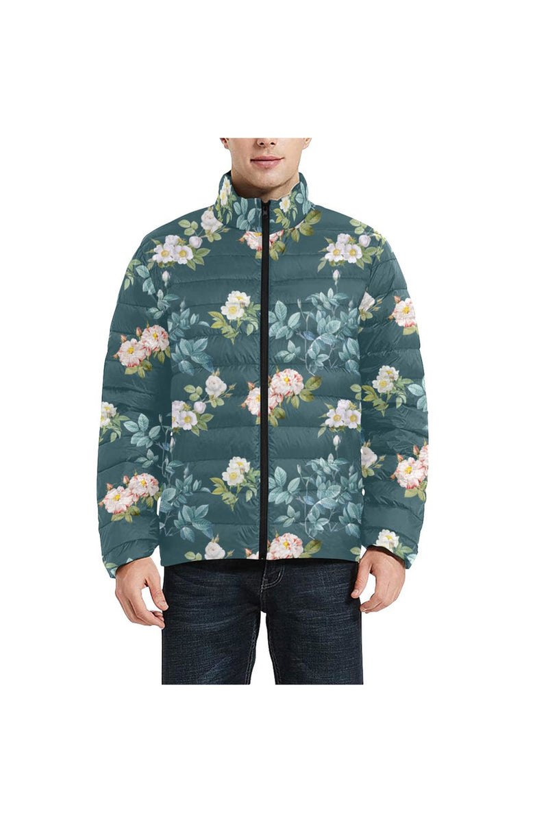 Floral Unisex Stand Collar Padded Jacket - Objet D'Art