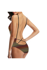 Spectral Lines Sexy Lacing Backless One-Piece Swimsuit (Model S10) - Objet D'Art