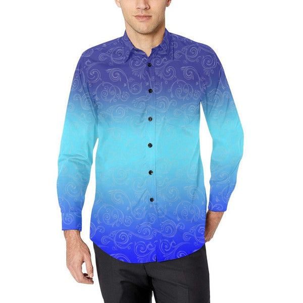 Blue Ombre Men's Casual Dress Shirt - Objet D'Art