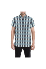 Plaid Large Men's All Over Print Short Sleeve Shirt/Large Size - Objet D'Art