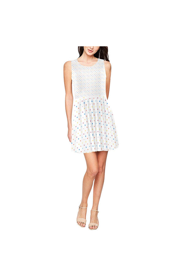 Colored Polka Dot Thea Sleeveless Skater Dress(Model D19) - Objet D'Art
