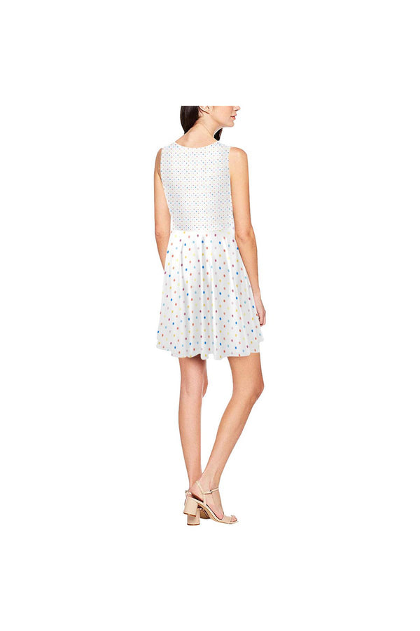 Colored Polka Dot Thea Sleeveless Skater Dress(Model D19) - Objet D'Art