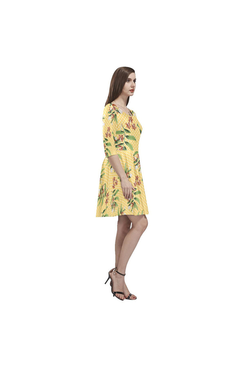 Himalayan Flora Tethys Half-Sleeve Skater Dress - Objet D'Art