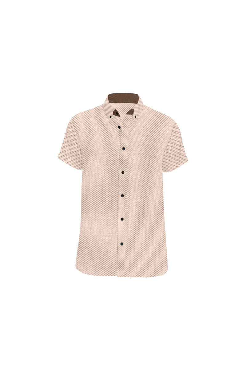 Beige Polka Dot Men's All Over Print Short Sleeve Shirt - Objet D'Art Online Retail Store