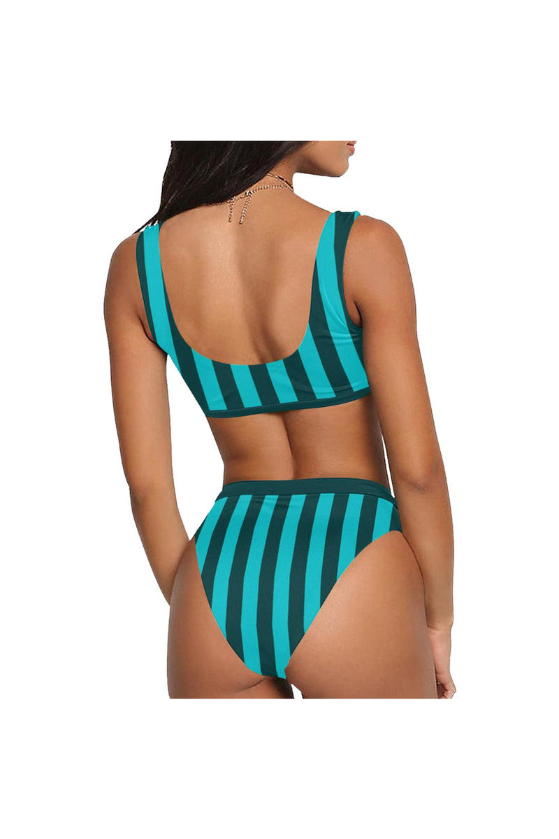 top band aqua Sport Top & High-Waisted Bikini Swimsuit (Model S07) - Objet D'Art