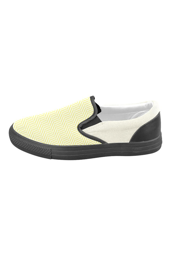 Sweet Corn Men's Slip-on Canvas Shoes (Model 019) - Objet D'Art