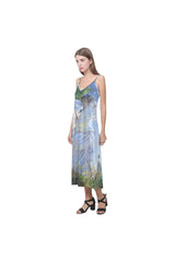 Claude Monet V-Neck Open Fork Long Dress(Model D18) - Objet D'Art