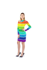 Rainbow Bright Artsadd Cold Shoulder Long Sleeve Dress (Model D37) - Objet D'Art