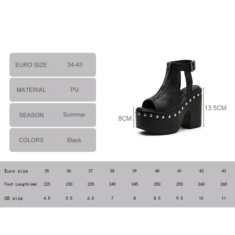 Open Toe Gothic Sandal Style Platform High-Heeled Shoes - Objet D'Art