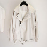 Faux Soft Leather Jacket with Belts - Objet D'Art