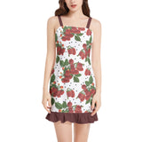 Colossal Raspberry Parfait Sleeveless Square Neck Ruffle Hem Mini Dress - Objet D'Art