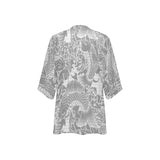 gray pisces print Women's Kimono Chiffon Cover Up (Model H51) - Objet D'Art