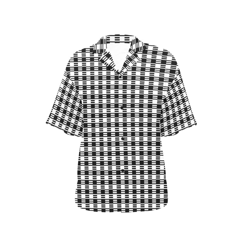 bw dash print All Over Print Hawaiian Shirt for Women (Model T58) - Objet D'Art