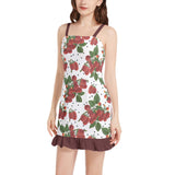 Colossal Raspberry Parfait Sleeveless Square Neck Ruffle Hem Mini Dress - Objet D'Art