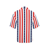 stars and stripes striped print 3 All Over Print Hawaiian Shirt for Women (Model T58) - Objet D'Art