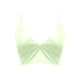 avocado spread solid print Crop Bikini Top (Model S40) - Objet D'Art