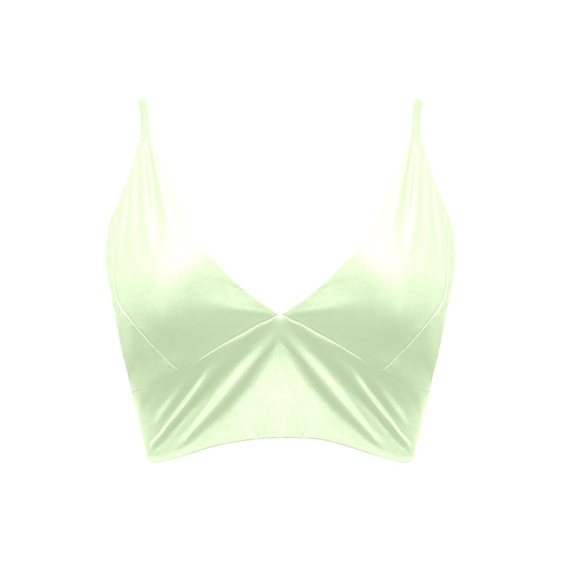avocado spread solid print Crop Bikini Top (Model S40) - Objet D'Art