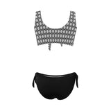 diamond medium print Bow Tie Front Bikini Swimsuit (Model S38) - Objet D'Art