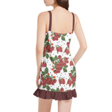 Colossal Raspberry Parfait Sleeveless Square Neck Ruffle Hem Mini Dress - Objet D'Art