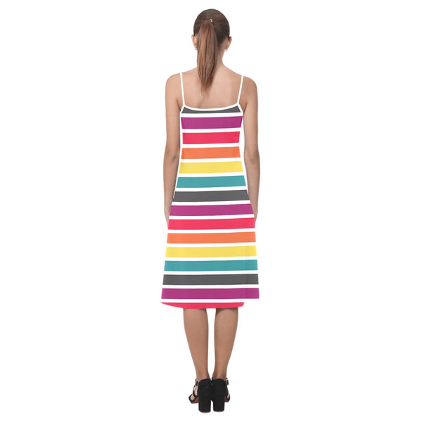 6 COLOR PALLETTE STRIPED FITTED SKIRT PRINT Alcestis Slip Dress (Model D05) - Objet D'Art