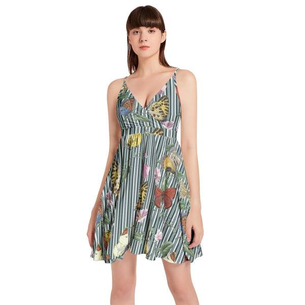 Spaghetti Strap Sleeveless Falred Hem Short Dress - Objet D'Art