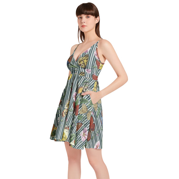 Spaghetti Strap Sleeveless Falred Hem Short Dress - Objet D'Art