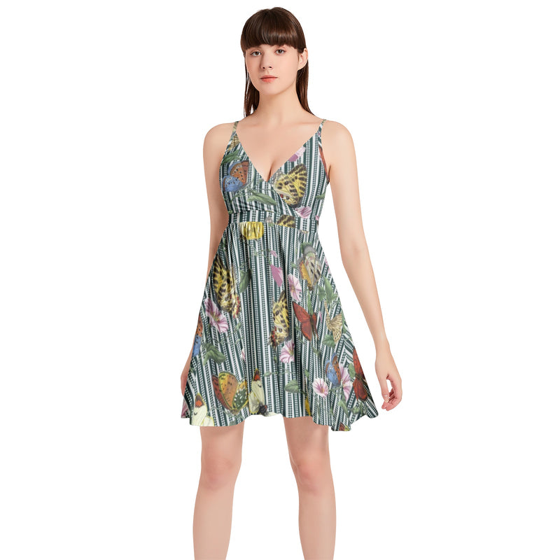 Spaghetti Strap Sleeveless Falred Hem Short Dress - Objet D'Art