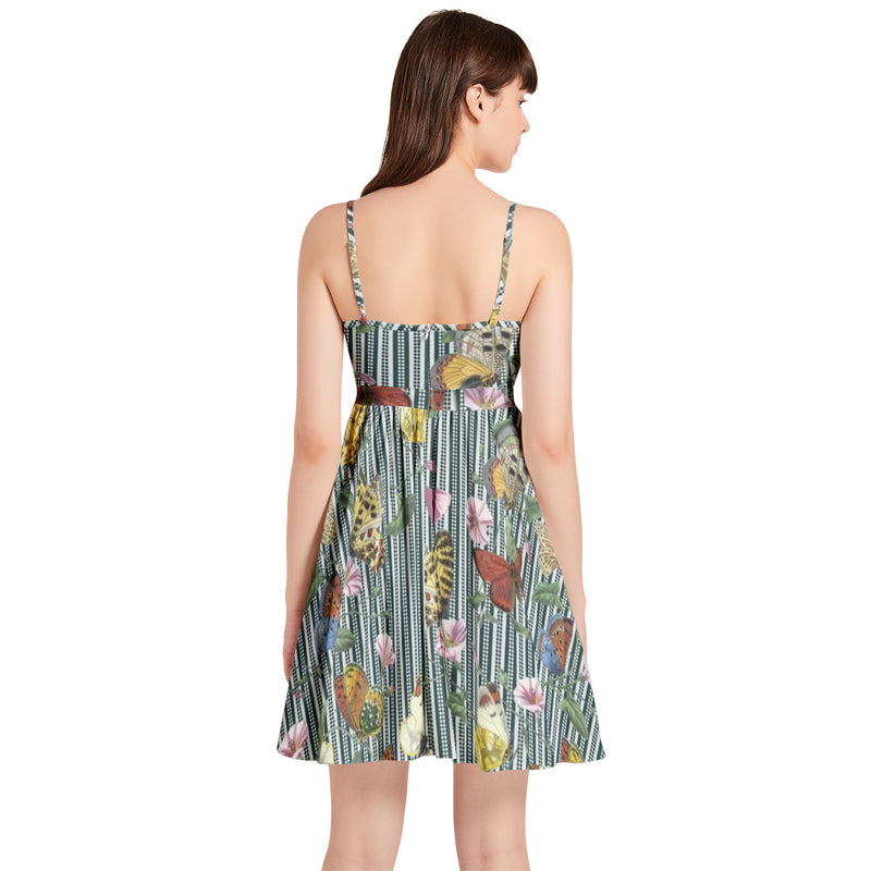 Spaghetti Strap Sleeveless Falred Hem Short Dress - Objet D'Art