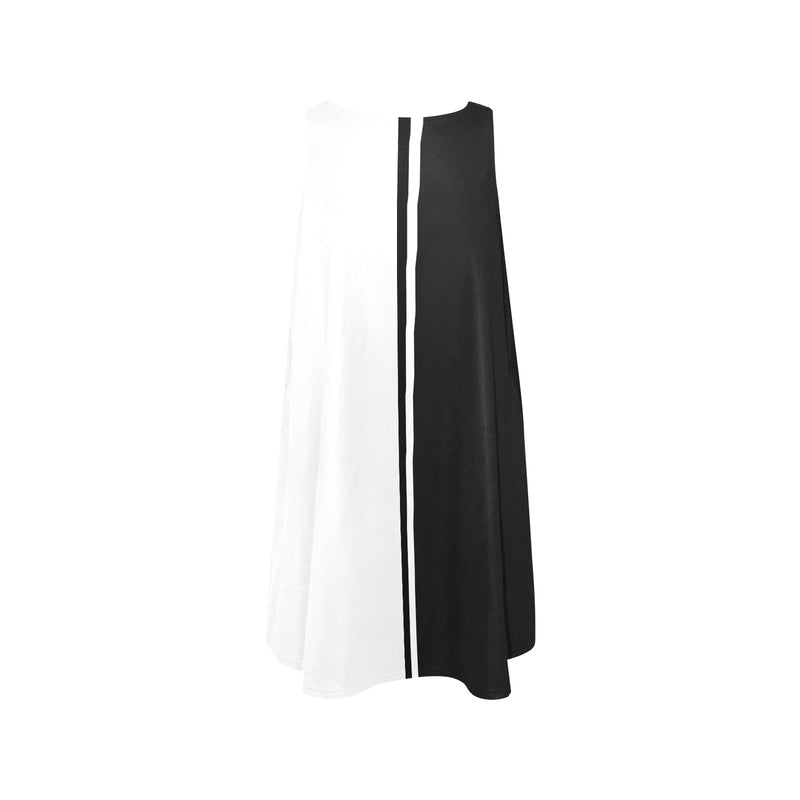 bw swimsuit cover print Sleeveless A-Line Pocket Dress (Model D57) - Objet D'Art