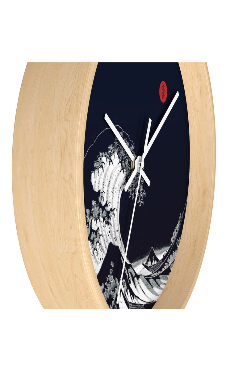 Big Blue Wave Little Red Moon Wall clock - Objet D'Art