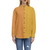 Two Tone Checkered Long Sleeve Button Up Casual Shirt Top - Objet D'Art