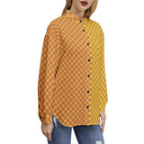 Two Tone Checkered Long Sleeve Button Up Casual Shirt Top - Objet D'Art
