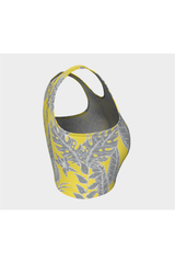 Yellow & Gray Floral Athletic Top - Objet D'Art