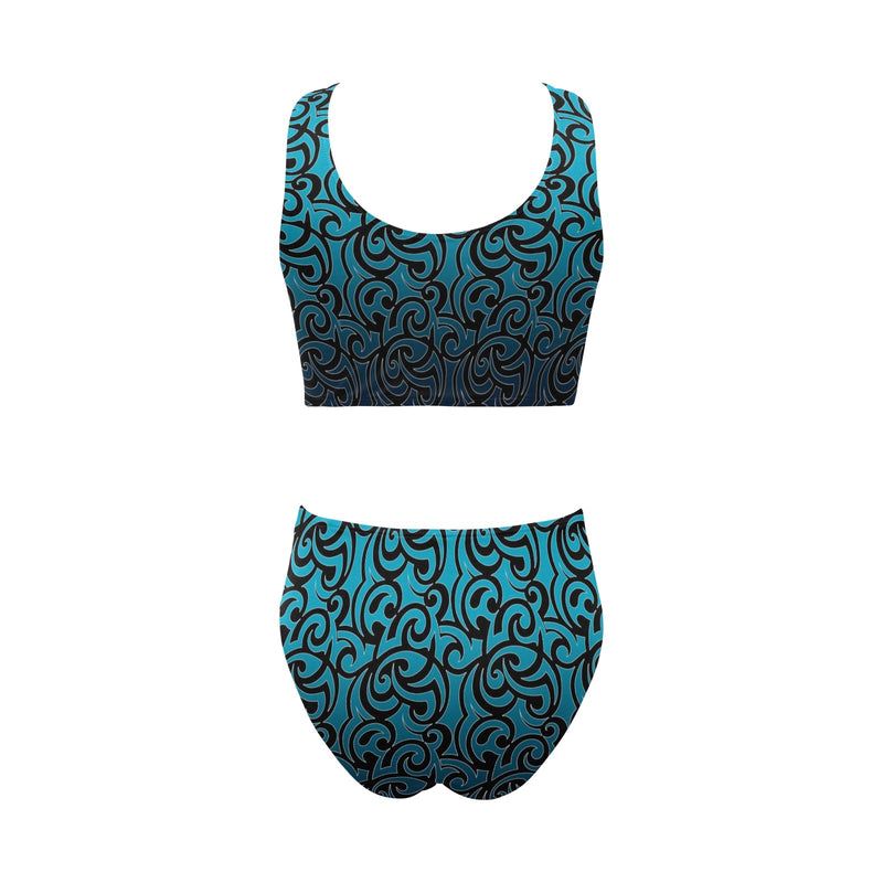 scroll ombre print 2 Chest Bowknot Bikini Swimsuit (Model S33) - Objet D'Art