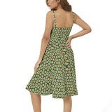Sleeveless Square Neck Flare Hem Midi Dress - Objet D'Art