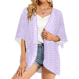 lavender key print 3 Women's Kimono Chiffon Cover Up (Model H51) - Objet D'Art