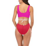 fuchsia anal2 print Cross String Bikini Set (Model S29) - Objet D'Art