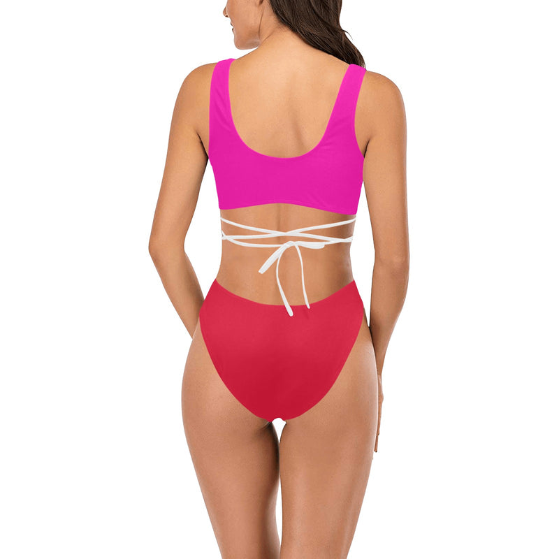 fuchsia anal2 print Cross String Bikini Set (Model S29) - Objet D'Art