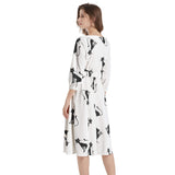 Nine Lives Boat Neck Belted Flared Dress - Objet D'Art