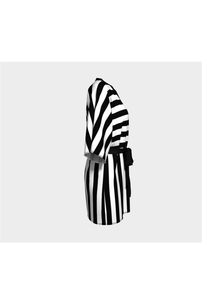 Black & White Striped Kimono Robe - Objet D'Art