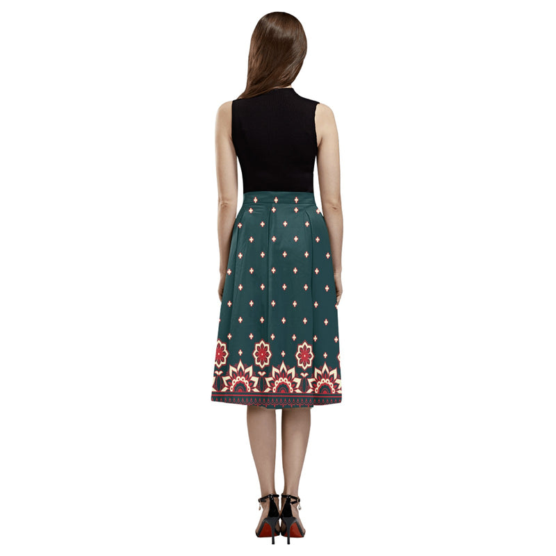 Floral Arabesque Mnemosyne Women's Crepe Skirt (Model D16) - Objet D'Art