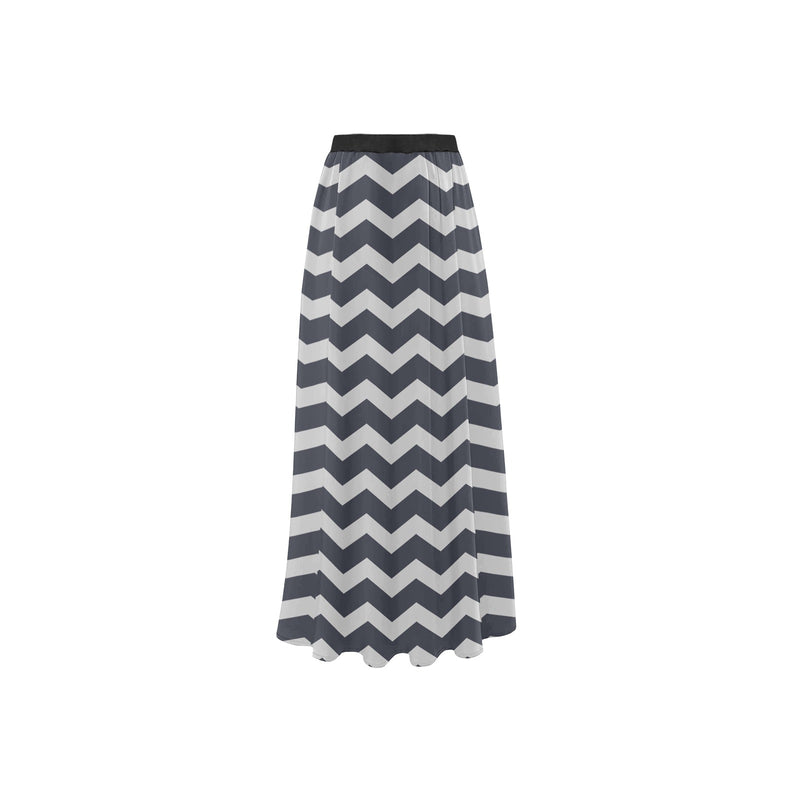 waves gray print 5 High Slit Long Beach Dress (Model S40) - Objet D'Art