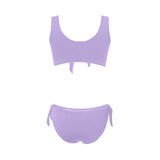 lavender solid light Bow Tie Front Bikini Swimsuit (Model S38) - Objet D'Art